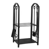 Juvale Firewood Rack with 4 Fireplace Tools – Fireplace Log Holder for Indoor An